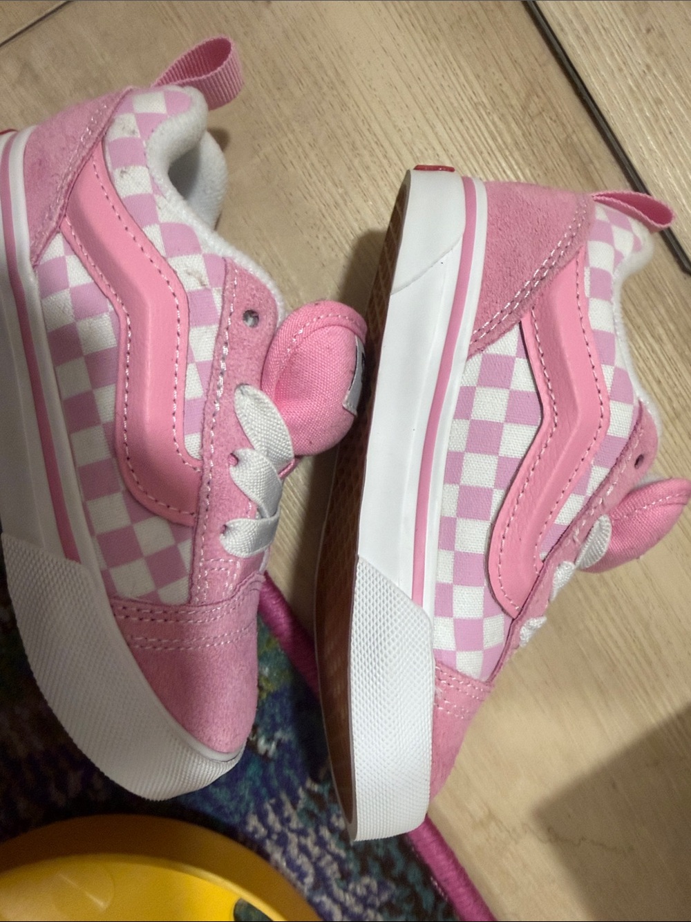 Vans Kids Pink White Checkerboard Slip-On Sneakers 9 girls